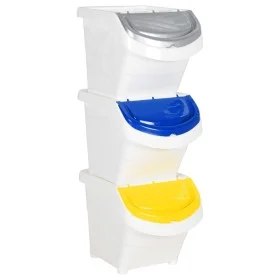 Stackable trash cans with lid 3 pcs PP white 78 L by vidaXL, Garbage cans and trash cans - Ref: Foro24-364068, Price: 70,39 €...