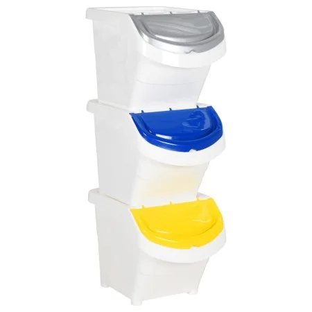 Cubos de basura apilables con tapa 3 uds PP blanco 78 L de vidaXL, Cubos de la basura y papeleras - Ref: Foro24-364068, Preci...