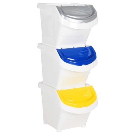 Stackable trash cans with lid 3 pcs PP white 78 L by vidaXL, Garbage cans and trash cans - Ref: Foro24-364068, Price: 71,38 €...