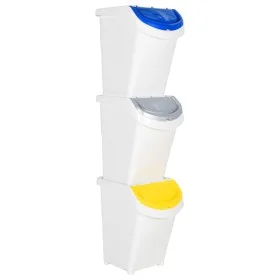 Stackable trash cans with lid 3 pcs PP white 120 L by vidaXL, Garbage cans and trash cans - Ref: Foro24-364070, Price: 87,85 ...