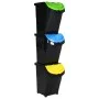 Stackable trash cans with lid 3 pcs PP black 120 L by vidaXL, Garbage cans and trash cans - Ref: Foro24-364071, Price: 102,95...