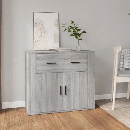Sonoma gray plywood sideboard 80x33x70 cm by vidaXL, Sideboards - Ref: Foro24-816574, Price: 94,28 €, Discount: %