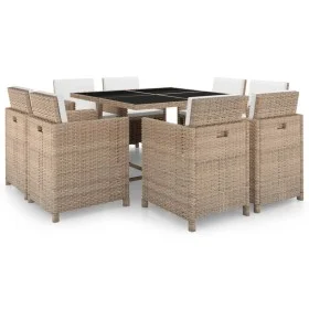 9-piece garden dining set and beige synthetic rattan cushions by vidaXL, Garden sets - Ref: Foro24-42545, Price: 686,19 €, Di...