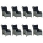 Set comedor jardín 9 pzas y cojines ratán sintético gris claro