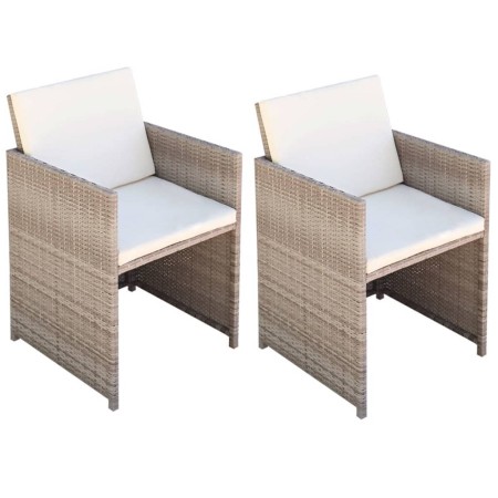 Gartenstühle mit Kissen 2 Einheiten synthetisches Rattan beige von vidaXL, Gartenstühle - Ref: Foro24-42561, Preis: 135,25 €,...