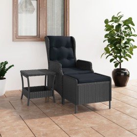 Set muebles jardín 2 pzas ratán sintético gris oscuro y cojines Set muebles jardín 2 pzas ratán sintético gris oscuro y cojines