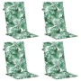 Cojines de silla de respaldo alto 4 uds tela estampado de hojas