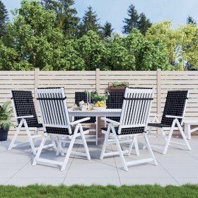 Cojines para sillas de respaldo alto 6 uds tela negra a cuadros Cojines para sillas de respaldo alto 6 uds tela negra a cuadros