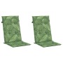 Cojines de silla de respaldo alto 2 uds tela estampado de hojas
