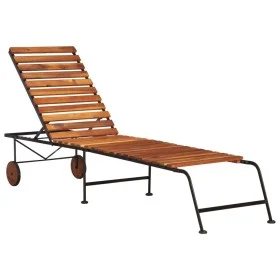 Tumbona ajustable de madera maciza de acacia y patas de acero de vidaXL, Tumbonas - Ref: Foro24-44394, Precio: 97,19 €, Descu...