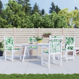 Cojines de silla de respaldo bajo 4 uds tela estampado de hojas Cojines de silla de respaldo bajo 4 uds tela estampado de hojas