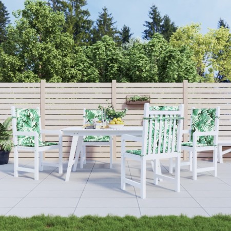 Cojines de silla de respaldo bajo 4 uds tela estampado de hojas