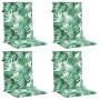 Cojines de silla de respaldo bajo 4 uds tela estampado de hojas
