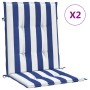 Cojines silla de respaldo bajo 2 uds tela a rayas azul y blanco