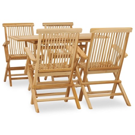 5-teiliges Garten-Esszimmerset aus massivem Teakholz von vidaXL, Gartensets - Ref: Foro24-44686, Preis: 449,81 €, Rabatt: %