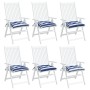 Cojines de silla 6 uds tela a rayas azul y blanco 40x40x7 cm