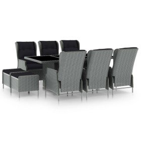 Set comedor jardín 9 pzas y cojines ratán sintético gris claro Set comedor jardín 9 pzas y cojines ratán sintético gris claro