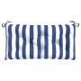 Cojín banco jardín tela Oxford a rayas azul y blanco 100x50x7cm