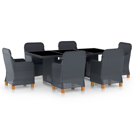 Set comedor jardín 7 pzas cojines ratán sintético gris oscuro