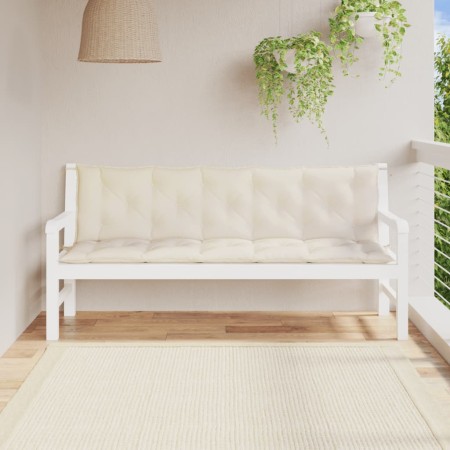Cojines de banco de jardín 2 uds blanco crema 180x50x7 cm
