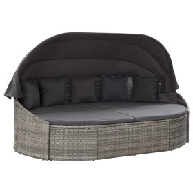 Graue Gartenliege mit Baldachin aus synthetischem Rattan von vidaXL, Betten im Freien - Ref: Foro24-46093, Preis: 731,08 €, R...