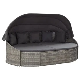 Gray Synthetic Rattan Canopy Garden Lounger by vidaXL, Outdoor beds - Ref: Foro24-46093, Price: 731,48 €, Discount: %