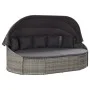 Gray Synthetic Rattan Canopy Garden Lounger by vidaXL, Outdoor beds - Ref: Foro24-46093, Price: 731,48 €, Discount: %