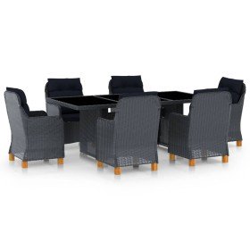 Set comedor jardín 7 pzas cojines ratán sintético gris oscuro en Conjuntos de jardín | Comprar online en Foro24