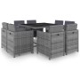 9-teiliges Garten-Essset und graue synthetische Rattankissen von vidaXL, Gartensets - Ref: Foro24-46375, Preis: 697,84 €, Rab...