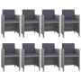 9-teiliges Garten-Essset und graue synthetische Rattankissen von vidaXL, Gartensets - Ref: Foro24-46375, Preis: 697,84 €, Rab...