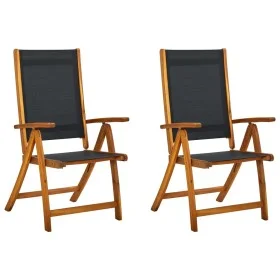 Folding garden chairs 2 pcs acacia wood and textilene by vidaXL, Garden chairs - Ref: Foro24-41747, Price: 155,67 €, Discount: %