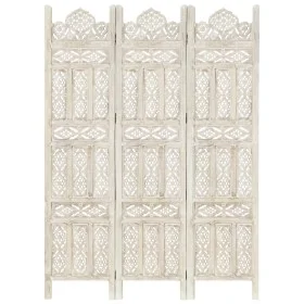 Screen 3 panels hand carved white mango wood 120x165 cm by vidaXL, Room dividers - Ref: Foro24-285318, Price: 166,52 €, Disco...