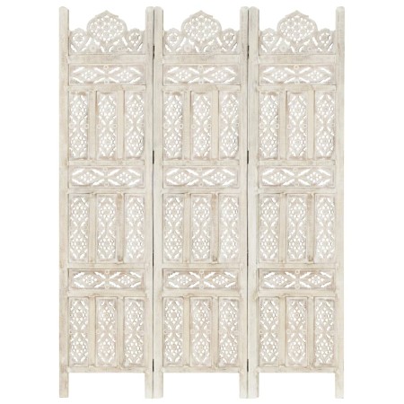 Screen 3 panels hand carved white mango wood 120x165 cm by vidaXL, Room dividers - Ref: Foro24-285318, Price: 180,34 €, Disco...
