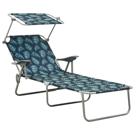 Lounger with leaf-printed steel awning by vidaXL, Loungers - Ref: Foro24-310338, Price: 95,82 €, Discount: %