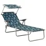 Lounger with leaf-printed steel awning by vidaXL, Loungers - Ref: Foro24-310338, Price: 95,82 €, Discount: %