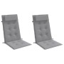 Cojines de silla con respaldo alto 2 uds tela Oxford gris