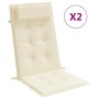 Cojines de silla respaldo alto 2 uds tela Oxford color crema