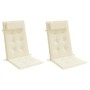 Cojines de silla respaldo alto 2 uds tela Oxford color crema