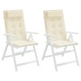 Cojines de silla respaldo alto 2 uds tela Oxford color crema