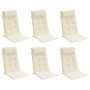 Cojines de silla respaldo alto 6 uds tela Oxford color crema