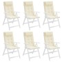 Cojines de silla respaldo alto 6 uds tela Oxford color crema