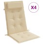 Cojines de silla con respaldo alto 4 uds tela Oxford beige