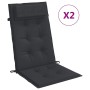 Cojines de silla con respaldo alto 2 uds tela Oxford negro