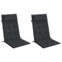 Cojines de silla con respaldo alto 2 uds tela Oxford negro