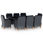Set comedor jardín 9 pzas cojines ratán sintético gris oscuro