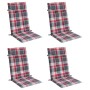 Cojines de silla respaldo alto 4 uds tela Oxford a cuadros rojo