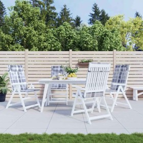 Cojines de silla respaldo alto 4 uds tela Oxford a cuadros gris Cojines de silla respaldo alto 4 uds tela Oxford a cuadros gris