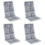 Cojines de silla respaldo alto 4 uds tela Oxford a cuadros gris