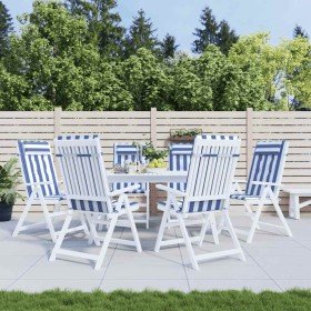 Cojines silla respaldo alto 6 uds tela Oxford rayas azul blanco Cojines silla respaldo alto 6 uds tela Oxford rayas azul blanco