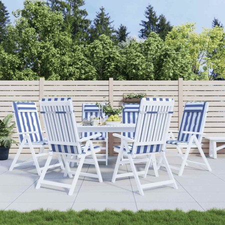 Cojines silla respaldo alto 6 uds tela Oxford rayas azul blanco